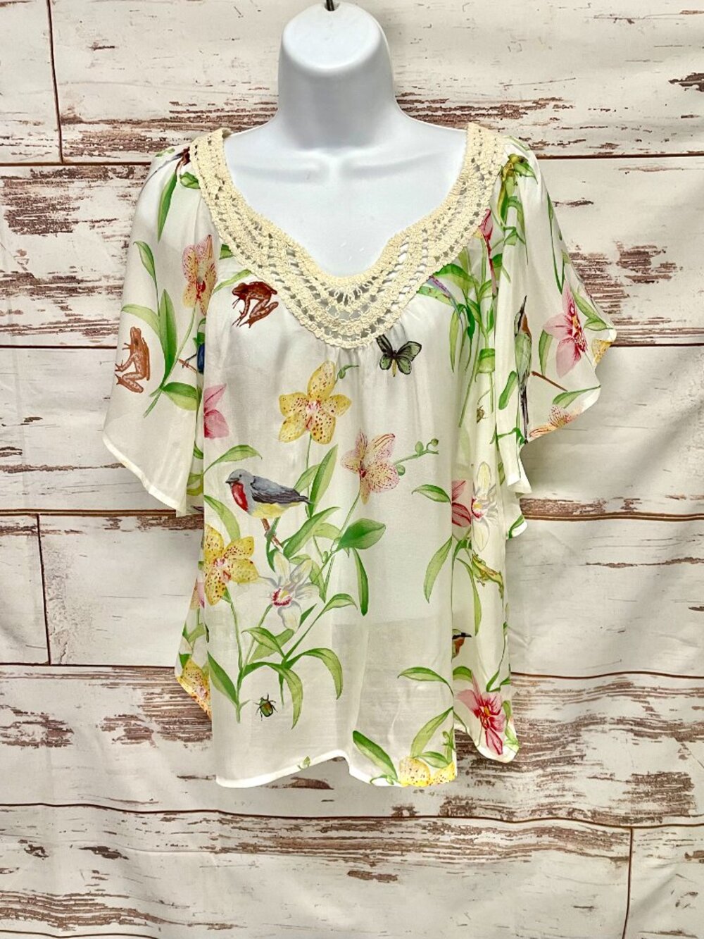Anthropologie Floreat Silk Botanical Print Blouse